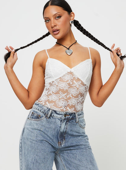 Pennard Lace Bodysuit White