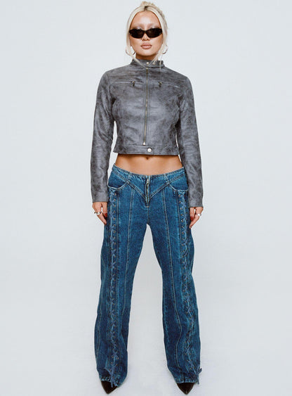 Day Dream Mid Rise Straight Leg Jeans Dark Blue Wash