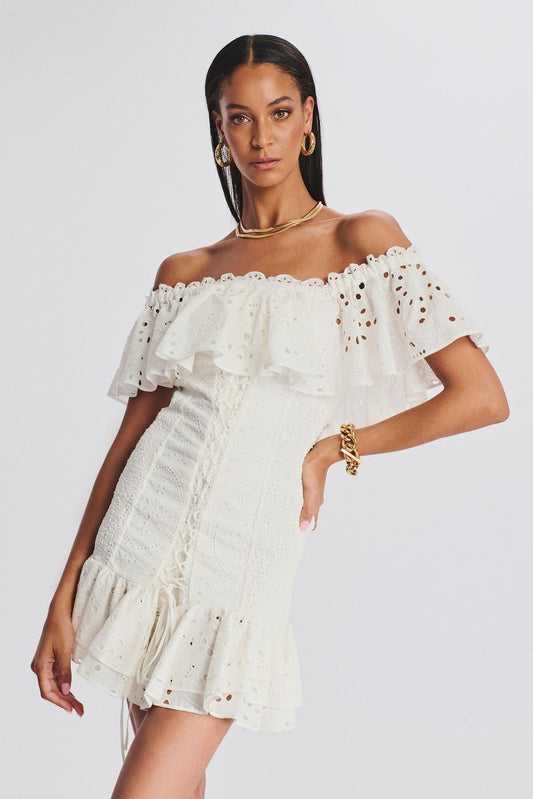 Minivestido con cordones y dobladillo con volantes 