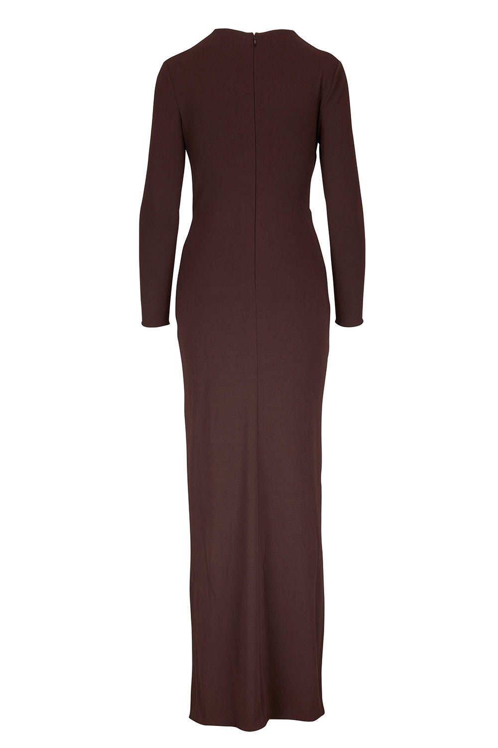 Vestido largo de jersey con cuello redondo fruncido 