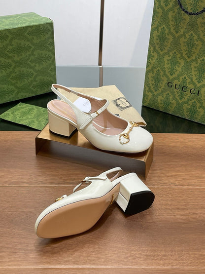 GG HORSEBIT PUMP WHITE LAMBSKIN