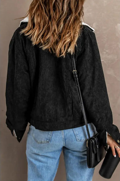 Chaqueta de pana con patchwork de lana de cordero para mujer