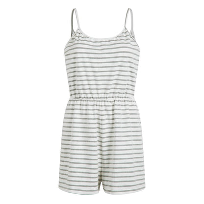 Mono informal de algodón a rayas con tirantes finos y pantalones cortos