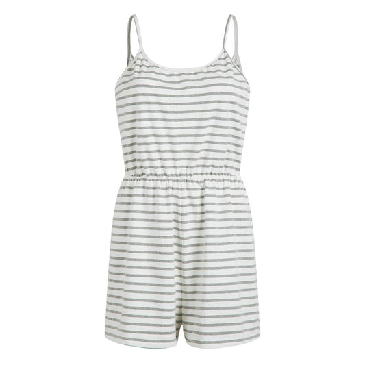 Mono informal de algodón a rayas con tirantes finos y pantalones cortos