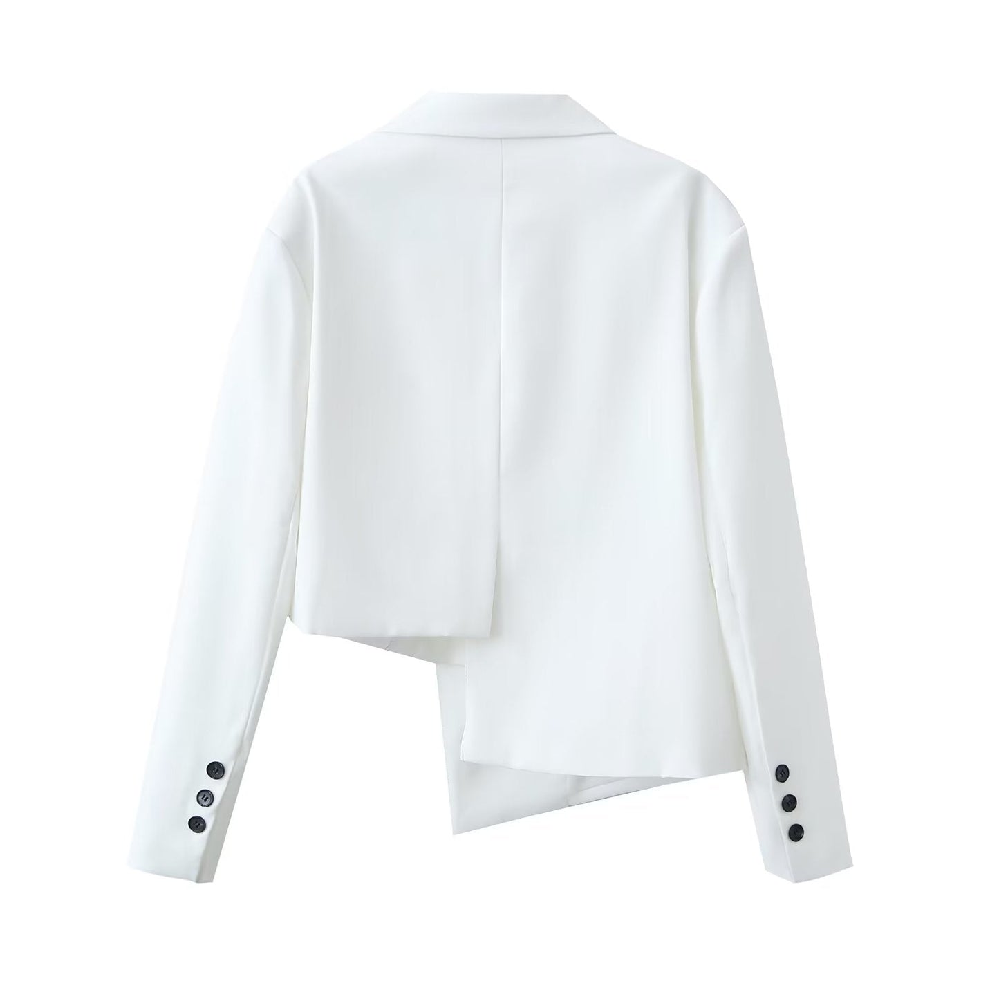Conjunto de blazer corto con diseño asimétrico irregular para otoño e invierno, pantalones de pierna ancha y cintura alta