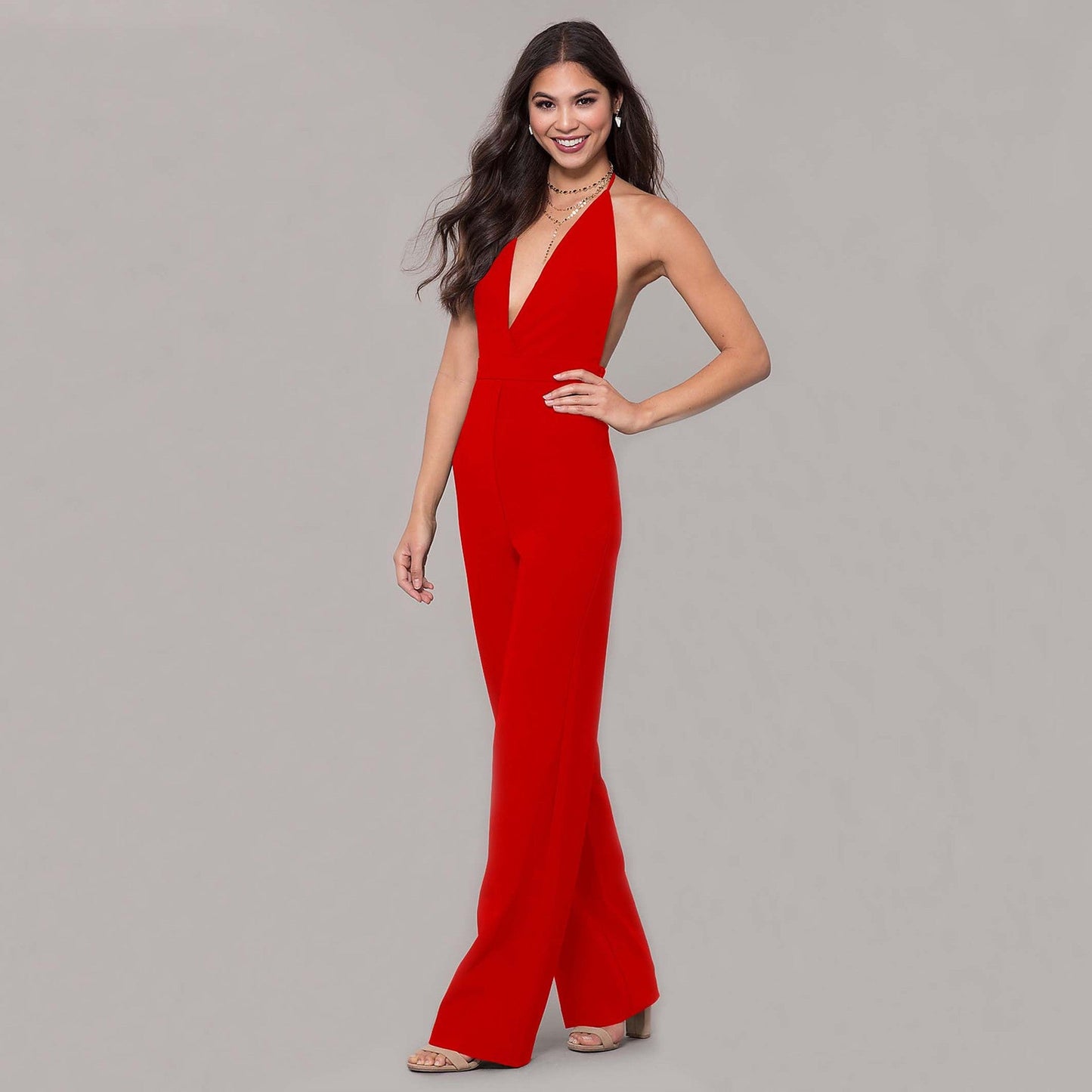 Mono sin espalda Primavera Verano Ropa de mujer Mono con tirantes sin espalda Mono de mujer