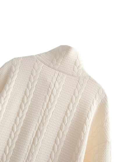 Vestido de oficina de otoño para mujer, de punto trenzado, acolchado y de manga larga