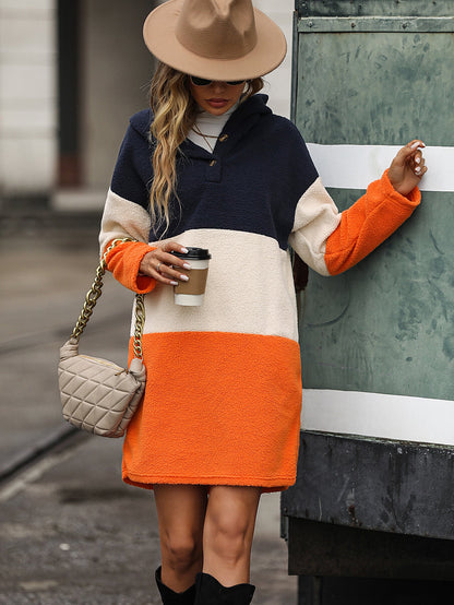 Suéter largo informal de terciopelo con burbujas y capucha de manga larga para mujer, otoño e invierno, a juego con colores