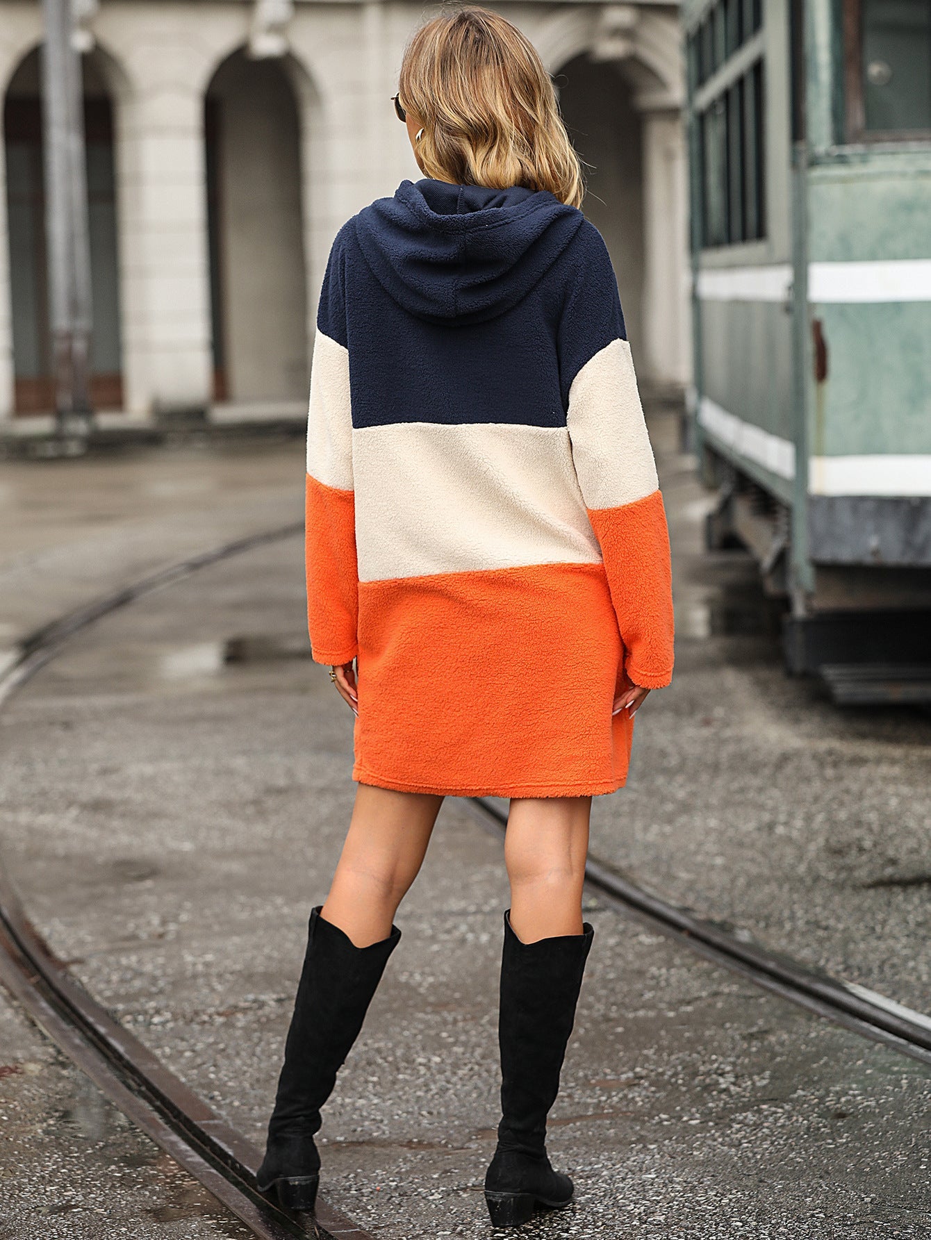 Suéter largo informal de terciopelo con burbujas y capucha de manga larga para mujer, otoño e invierno, a juego con colores