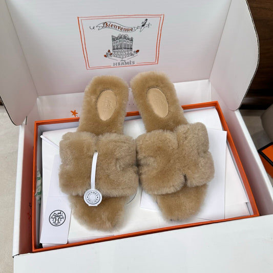 HM Oran Sandal Light Beige Wool Velvet 598194