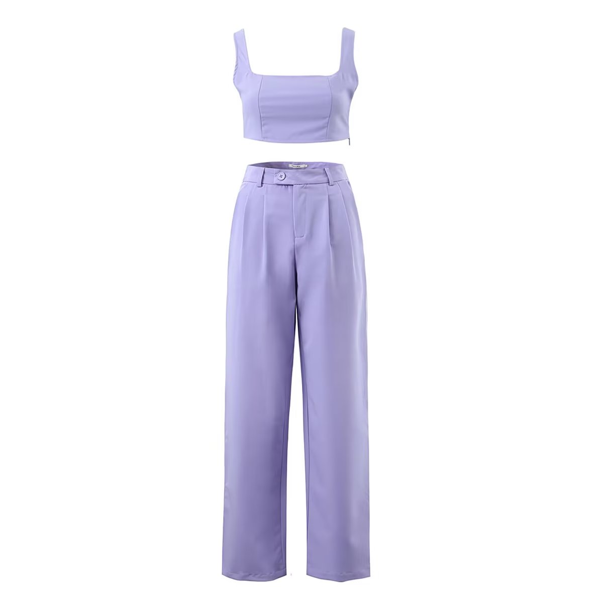 Ropa de invierno para mujer, camiseta corta sin mangas, pantalones casuales con hebilla de cintura alta, traje para mujer