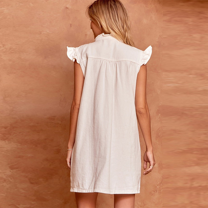 Vestido vaquero popular de verano lavado y desgastado