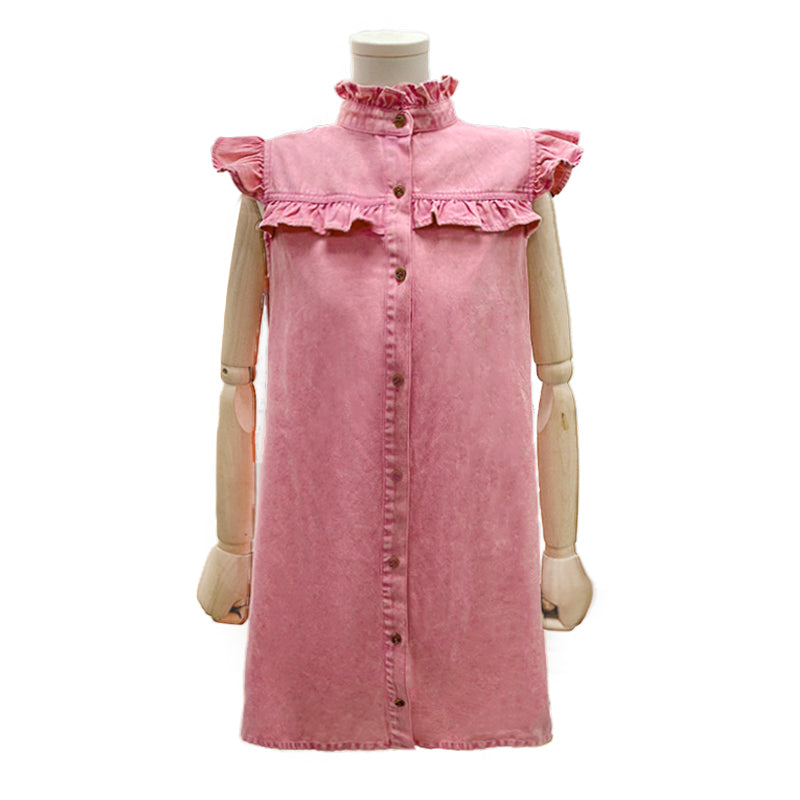Vestido vaquero popular de verano lavado y desgastado