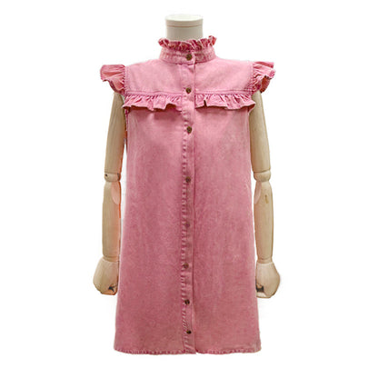 Vestido vaquero popular de verano lavado y desgastado