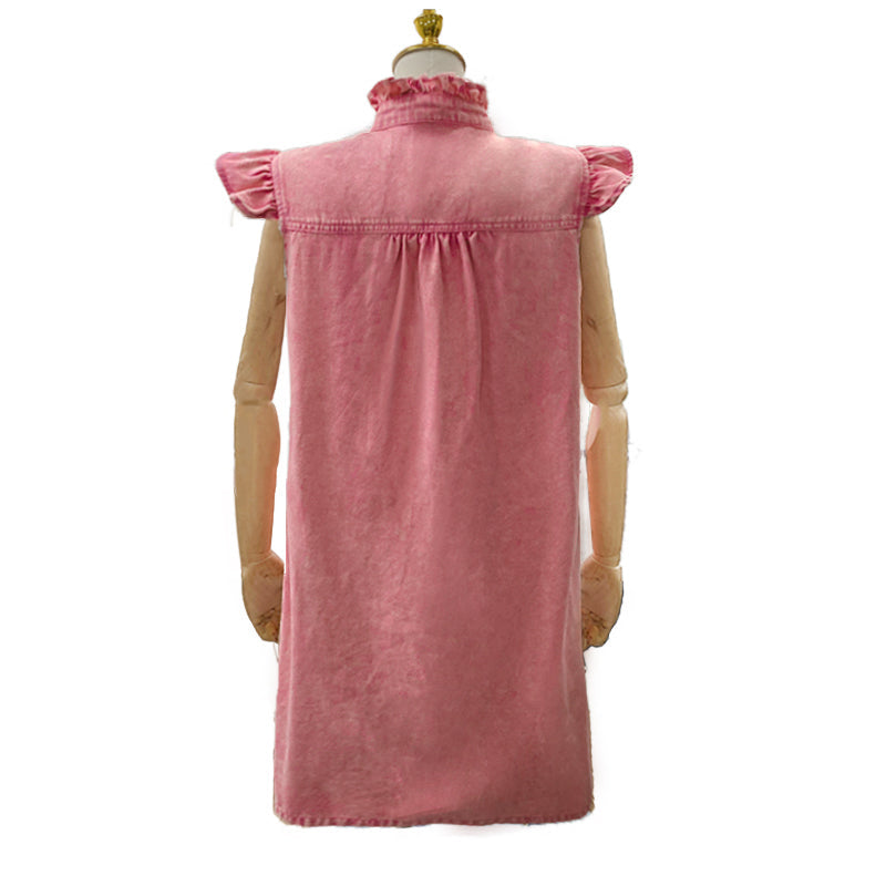 Vestido vaquero popular de verano lavado y desgastado