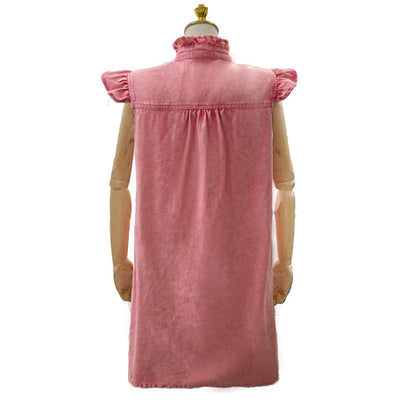 Vestido vaquero popular de verano lavado y desgastado