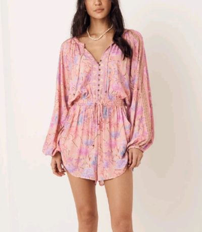 Mono plisado con cordón y cintura elástica con estampado de posicionamiento de verano para mujer
