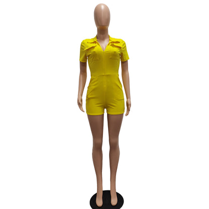 Sexy Solid Color Multi Pocket Jumpsuit