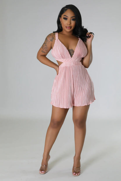 Mono de verano sexy sin mangas con cuello en V y tirantes plegables para mujer