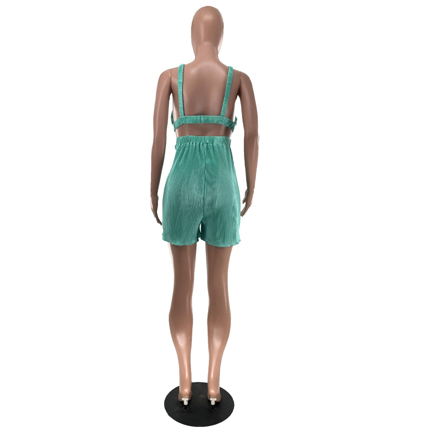 Mono de verano sexy sin mangas con cuello en V y tirantes plegables para mujer
