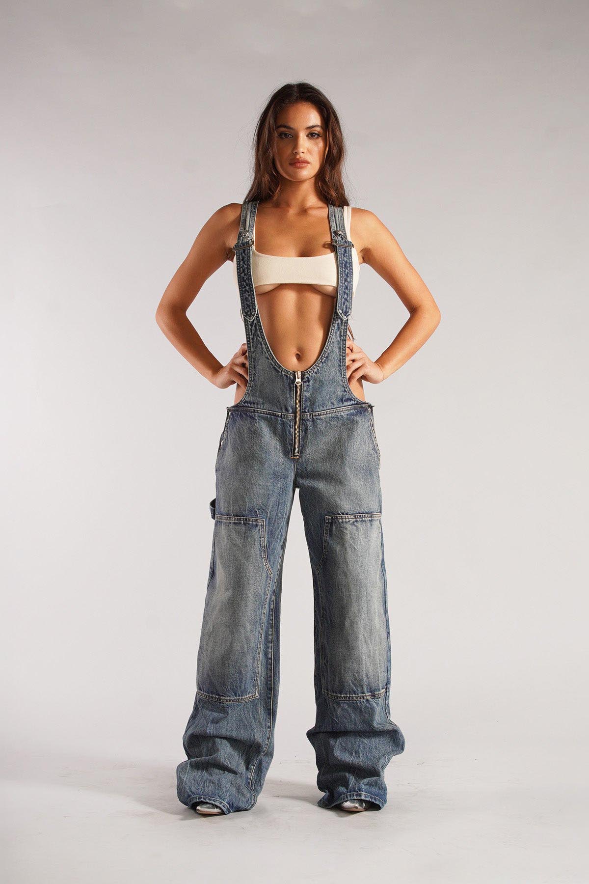 Chic Utility Denim Jumpsuit