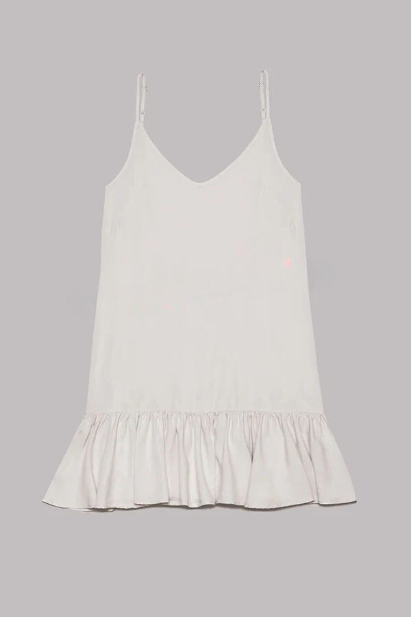 Vestido mini fluido de corte A en mezcla de algodón y lino