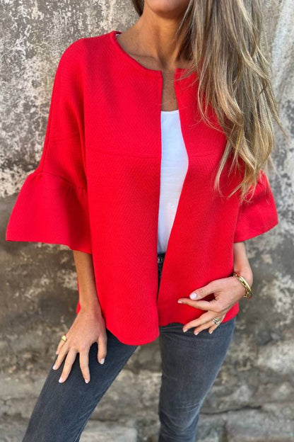 Chaqueta holgada de cuello redondo y mangas acampanadas con patchwork de moda