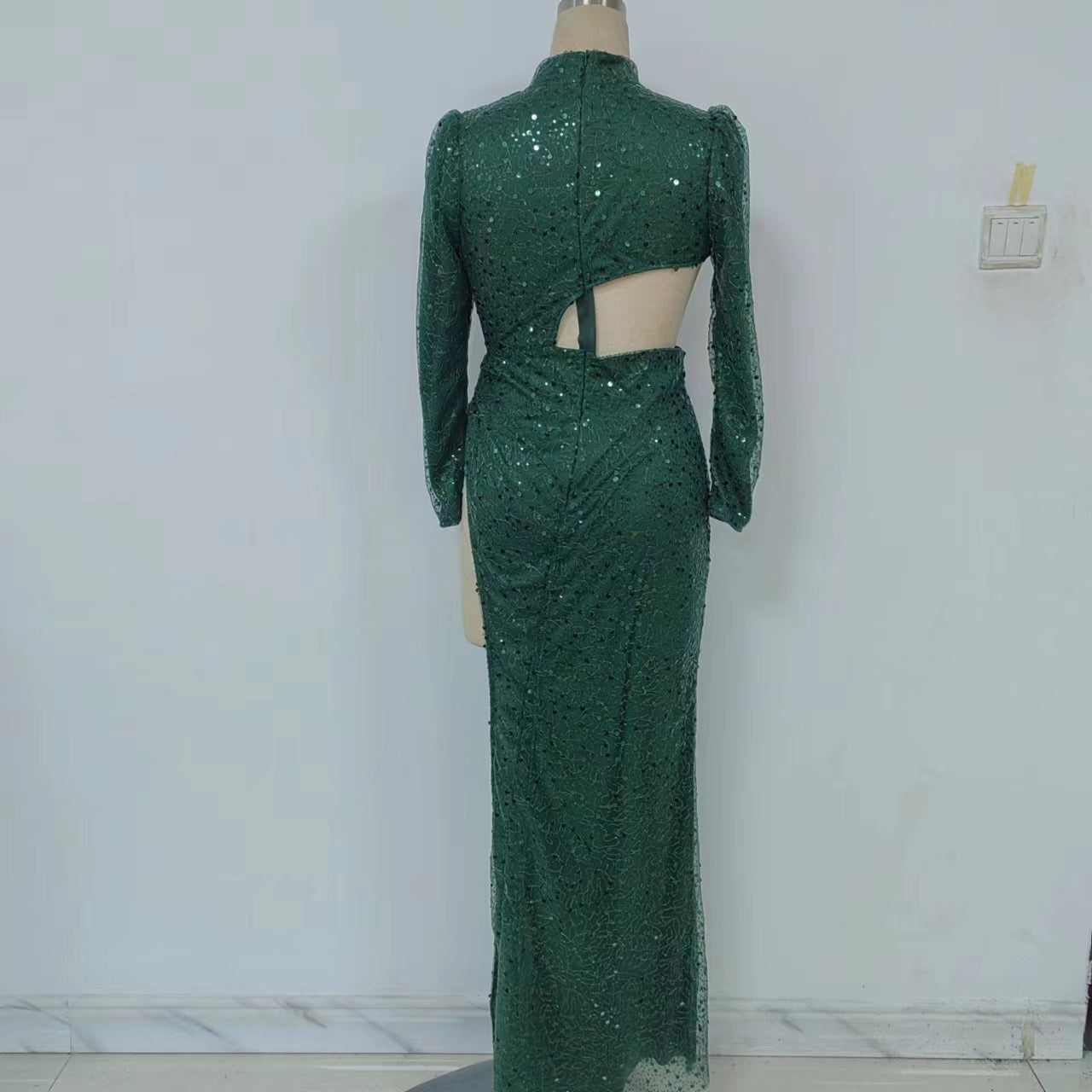 Vestido de cóctel de manga larga con lentejuelas, asimétrico, irregular y sexy, para primavera y verano, para mujer