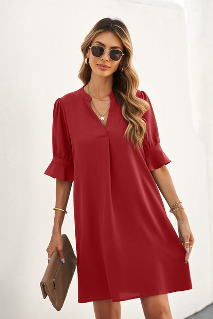 Vestido camisero de color liso para mujer, primavera verano, color liso, sencillo, informal, de seda helada, arrugado.