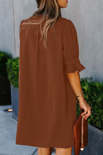Vestido camisero de color liso para mujer, primavera verano, color liso, sencillo, informal, de seda helada, arrugado.
