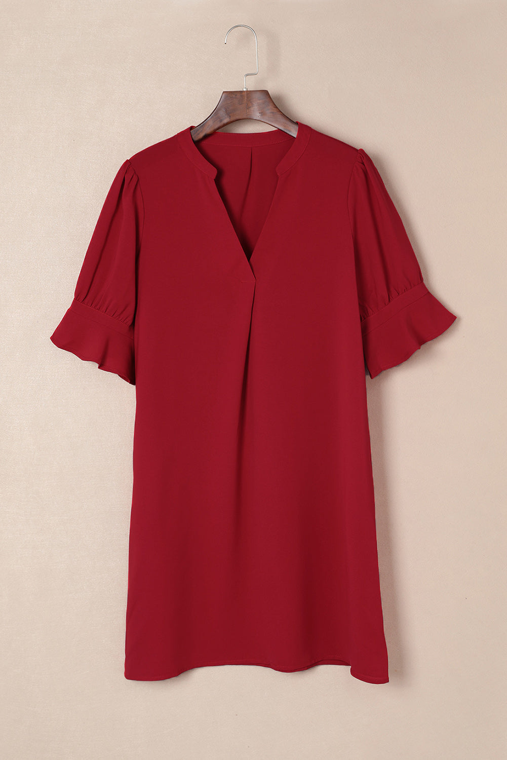 Vestido camisero de color liso para mujer, primavera verano, color liso, sencillo, informal, de seda helada, arrugado.