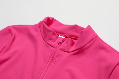 Mono deportivo de una pieza con cuello abierto, manga larga y cremallera, para baile, fitness, sexy y ajustado, para yoga y para mujer