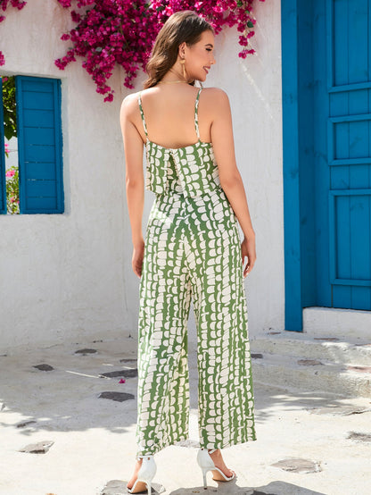 Camisola de algodón con estampado de verano para mujer, pantalones anchos de cintura alta, para vacaciones en la playa de Sanya