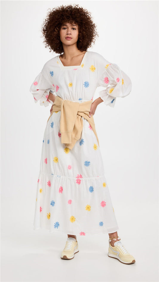Women New Summer Casual Elegant Cotton Embroidered Regular Dress