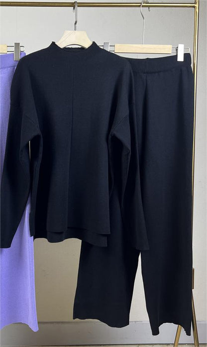 Conjuntos de suéter de manga larga populares de otoño e invierno, pantalones de punto de dos piezas, ropa para mujer