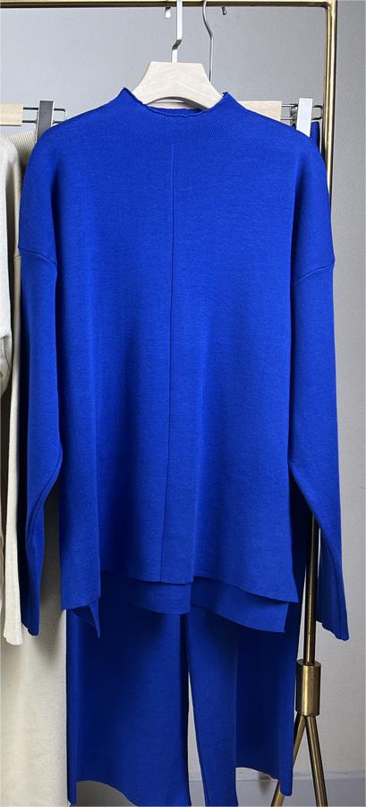 Conjuntos de suéter de manga larga populares de otoño e invierno, pantalones de punto de dos piezas, ropa para mujer
