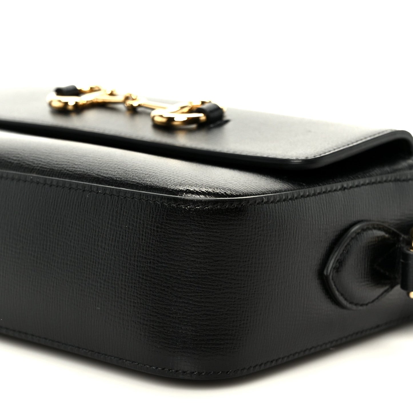 Textured Calfskin Small Horsebit 1955 Shoulder Bag Black