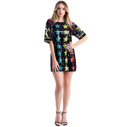 Camiseta holgada con lentejuelas para baile, espectáculos, discoteca, hip hop, animadoras