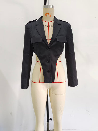 Conjuntos de mujer con recortes, top de cintura alta, diseño plisado, pantalones de trabajo
