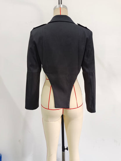 Conjuntos de mujer con recortes, top de cintura alta, diseño plisado, pantalones de trabajo