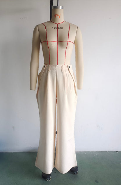 Conjuntos de mujer con recortes, top de cintura alta, diseño plisado, pantalones de trabajo