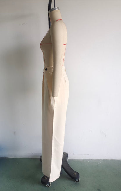 Conjuntos de mujer con recortes, top de cintura alta, diseño plisado, pantalones de trabajo