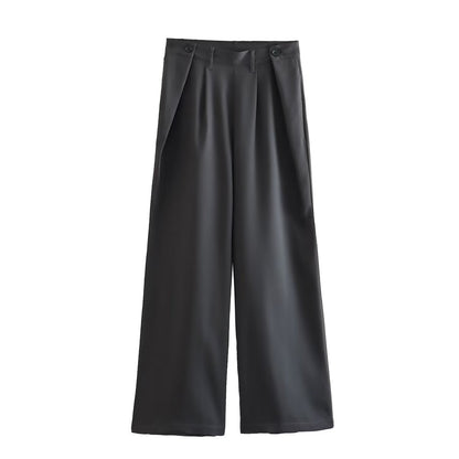 Conjuntos de mujer con recortes, top de cintura alta, diseño plisado, pantalones de trabajo
