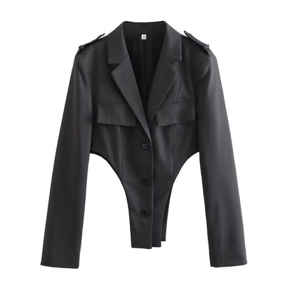 Conjuntos de mujer con recortes, top de cintura alta, diseño plisado, pantalones de trabajo