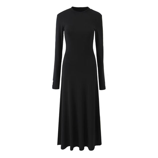 Vestido elegante de primavera, verano y otoño con tejido de tencel mezclado y elástico bordado en el pecho.
