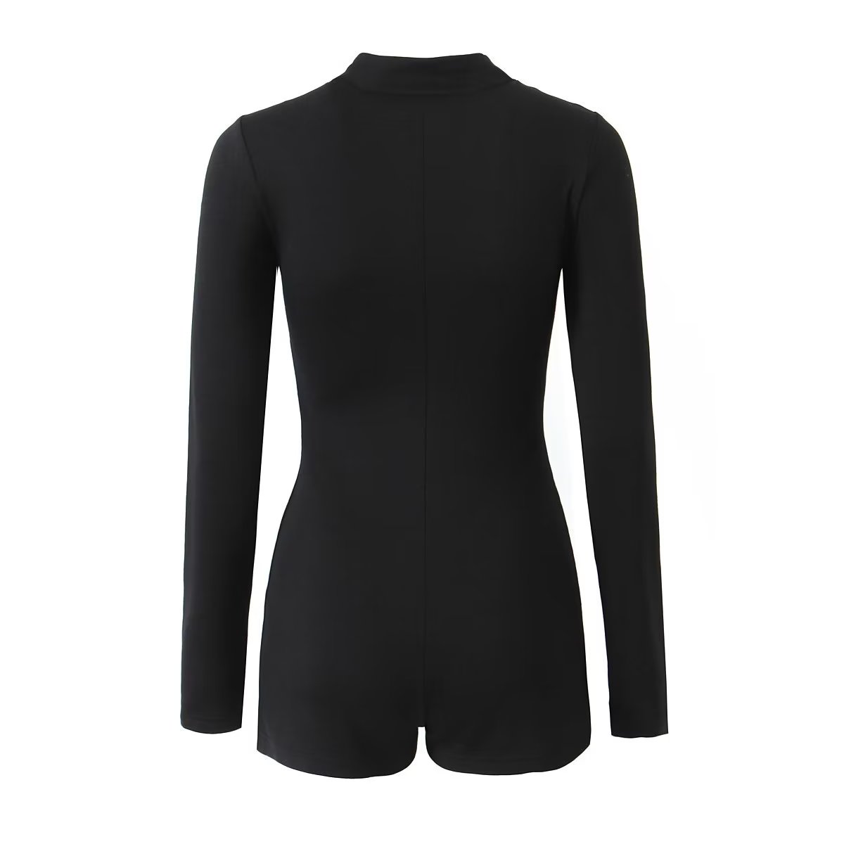 Mono corto ajustado de manga larga con cremallera y pantalones cortos de verano para mujer