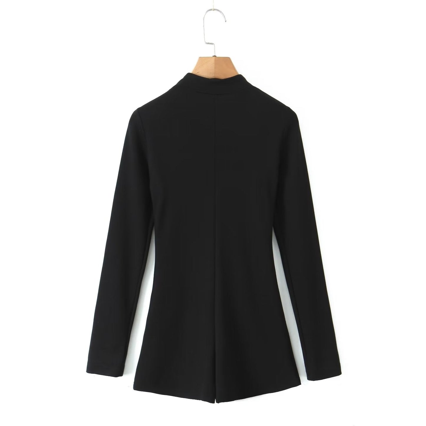 Mono corto ajustado de manga larga con cremallera y pantalones cortos de verano para mujer