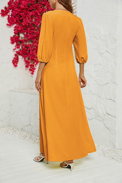 vestido largo informal con botonadura sencilla