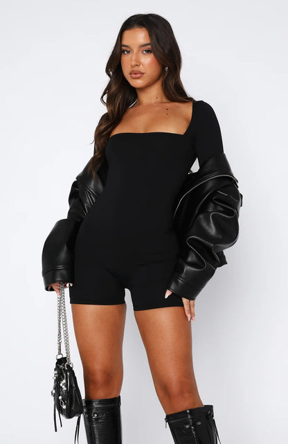 Ropa de mujer Vestido negro puro Mono de mujer Grueso