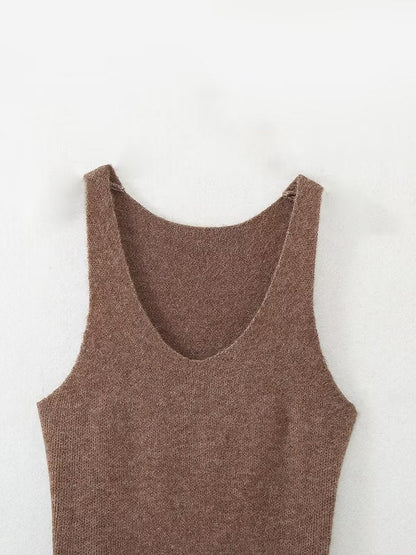 Winter Women Clothing Solid Color Slim Fit Slimming Spaghetti Straps Vest